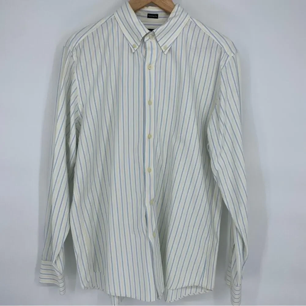 J.CREW‎ Men’s Cotton Long sleeve Stripped Button Down Shirt Office Large